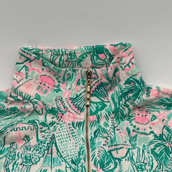 Lilly Pulitzer Skipper Popover Women XS Green White Long Sleeve 1/4 Zip Pullover - Picture 7 of 7